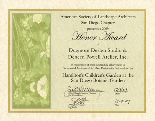 American Society of Landscape, Dugmore Design Studio, Hamilton's Children's Garden, San Diego Botanic Garden
